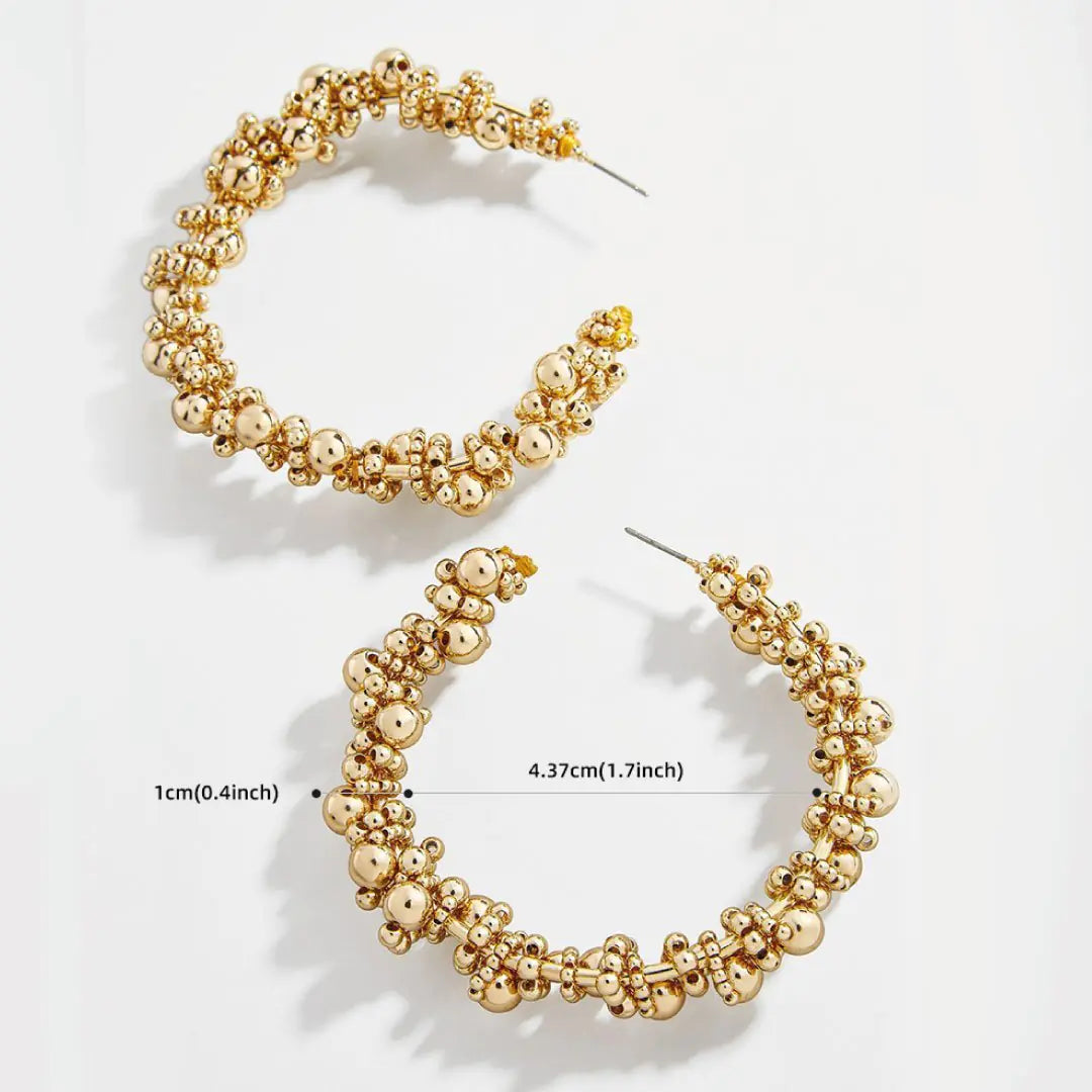 Golden Bead Hoop Earrings