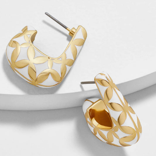 Leafy Enamel Hoop Earrings