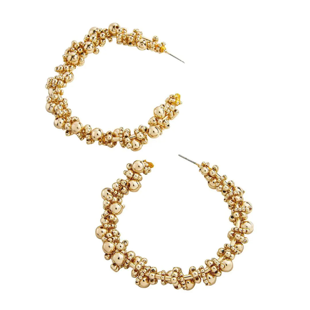 Golden Bead Hoop Earrings